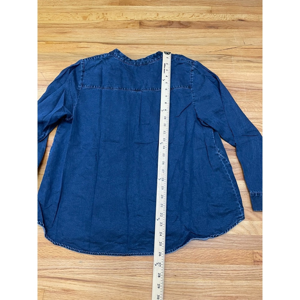 Soft Surroundings Women's PXL Blue Blouse Lyocell Top Denim Boho Chic Casual - Picture 3 of 9